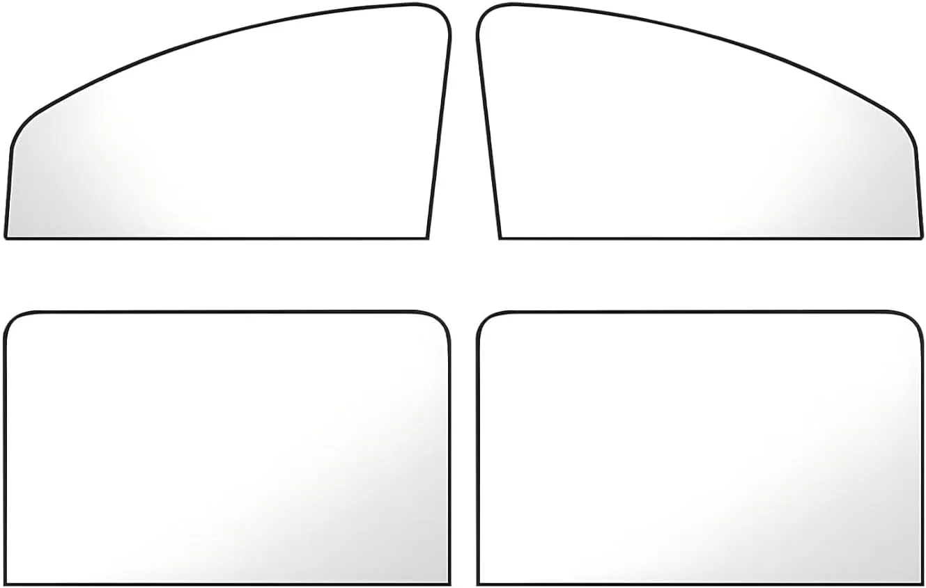 4 PCS Side Window Windshield Sunshield, Full Shade Front Rear Glass Privacy Protection Sunshield, Non-destructive Adsorption Mounting Heat Reduction Accessory, for Most Cars, SUVs (Black & Silver)
