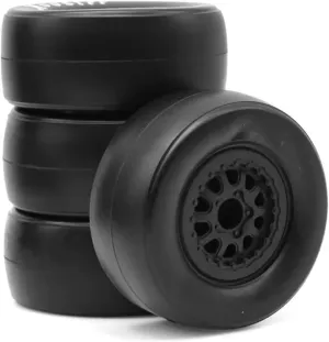 4 Piece Rubber RC Tyres & Wheel Rims Hex Black RC Accessories for 1:10 On Road 4WD for Racing RC Car 105Mm RC Wheel Tires