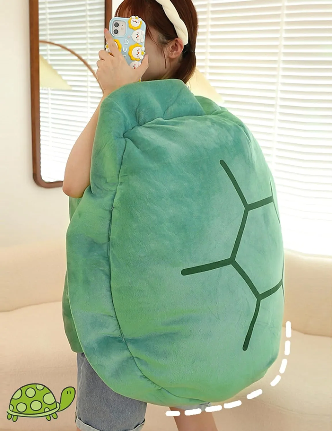 40 Inch Wearable Turtle Shell Pillows Tortoise Shell Plush Turtle Stuffed Animal Dress Up Cushion Costume for Adlut