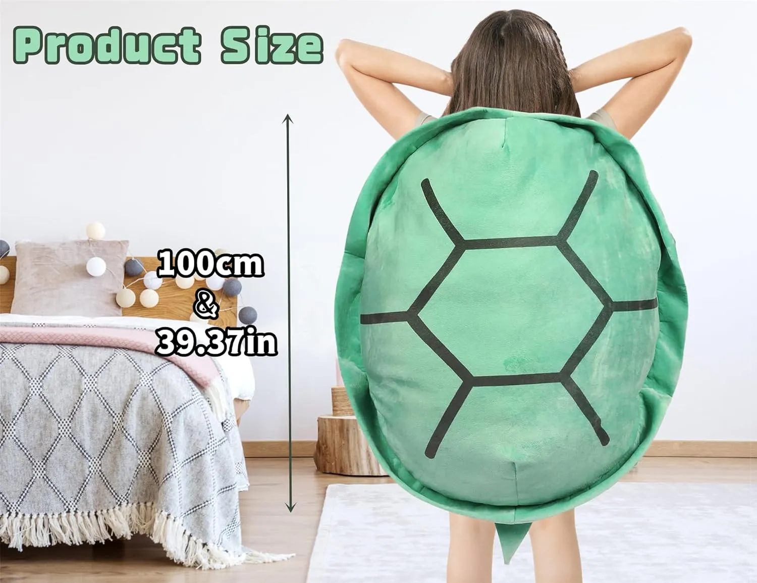 40 Inch Wearable Turtle Shell Pillows Tortoise Shell Plush Turtle Stuffed Animal Dress Up Cushion Costume for Adlut