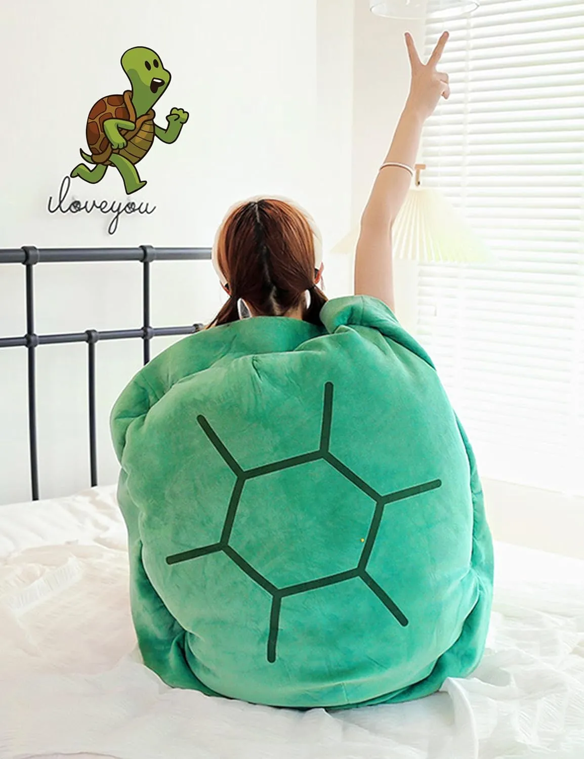 40 Inch Wearable Turtle Shell Pillows Tortoise Shell Plush Turtle Stuffed Animal Dress Up Cushion Costume for Adlut