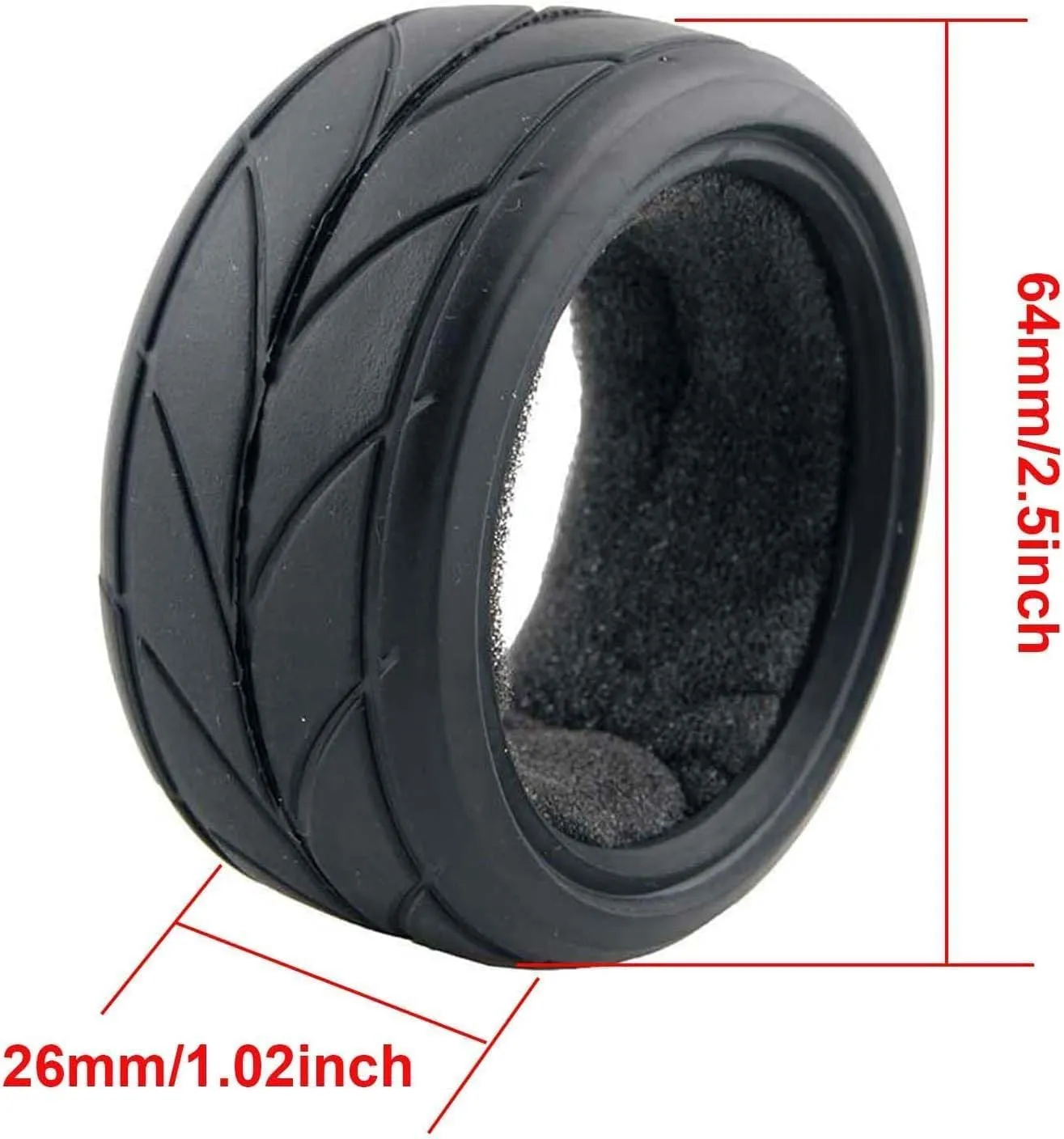 4PCS 64mm Rubber Tires and Plastic Wheel Rims Set 12mm Hex Replacement Part for Sakura Tamiya TT02 HPI HSP Kyosho 1/10 RC On Road Run-flating Touring Racing Car Tyre(Silver,Offset:9MM)
