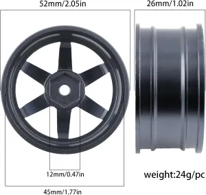 4PCS Aluminum 1/10 On-Road Wheel Hub 1.77“OD RC Dirft Racing Wheel Rims Fit for HSP Tamiya TT01 TT02 Kyosho XV02 XV01 RedCat Sakura WLtoys