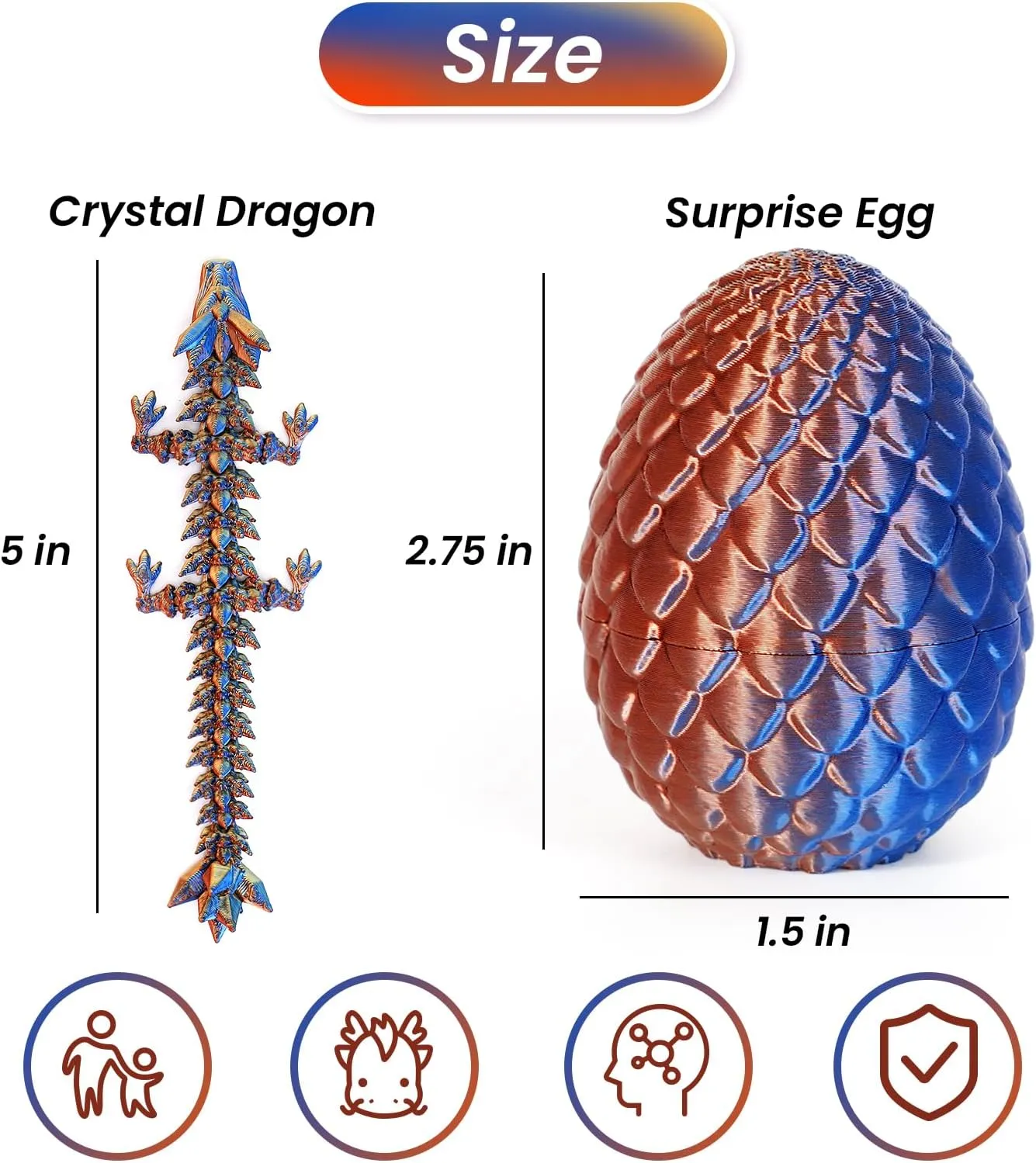 4PCS Dragon Eggs with Dragon Inside Mini Dragon Eggs Set Mystery Dragon Egg Fidget Toy Articulated Dragon 3D Printed Animals Set Mini Articulated Crystal Dragon Toy