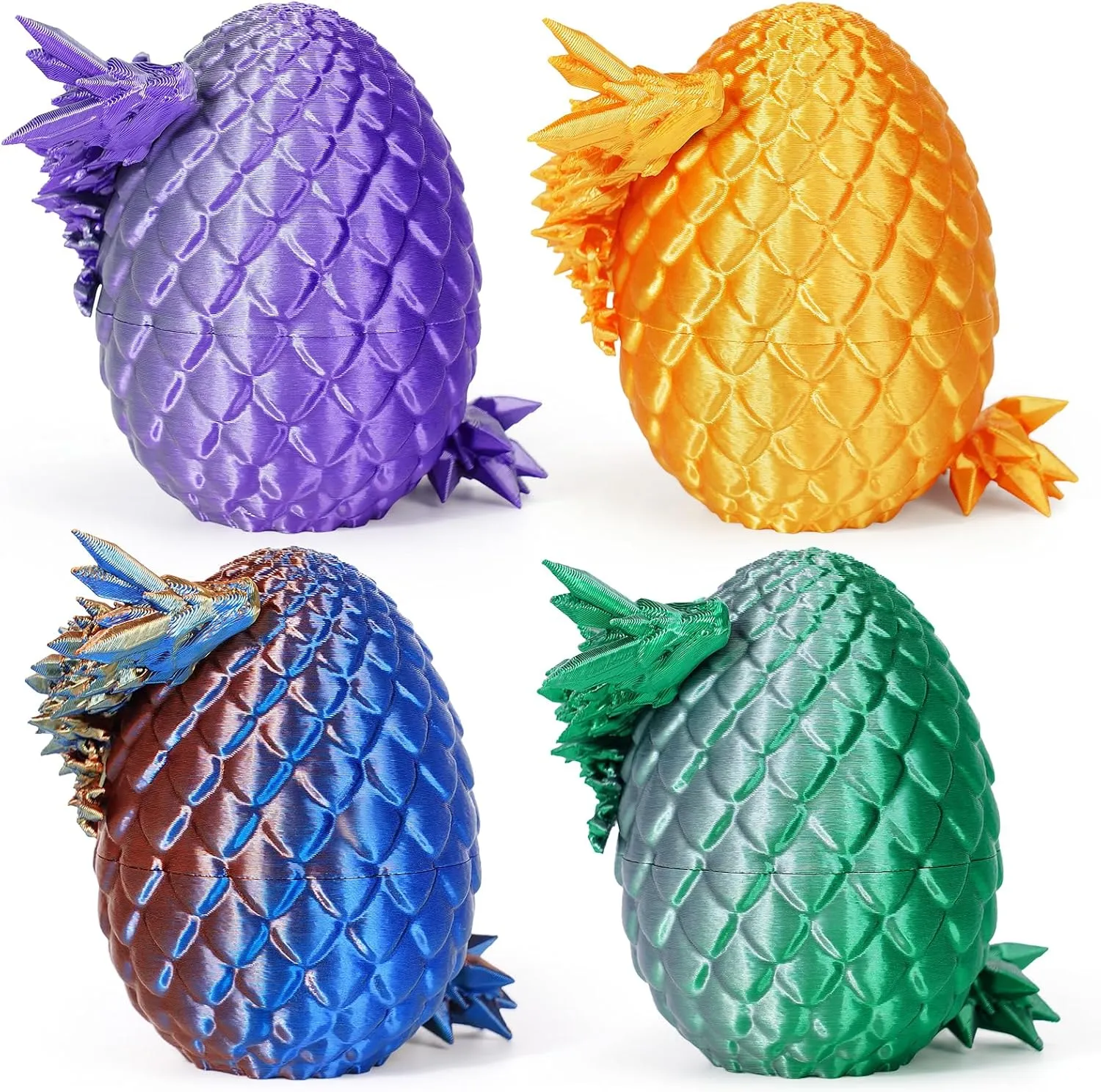 4PCS Dragon Eggs with Dragon Inside Mini Dragon Eggs Set Mystery Dragon Egg Fidget Toy Articulated Dragon 3D Printed Animals Set Mini Articulated Crystal Dragon Toy