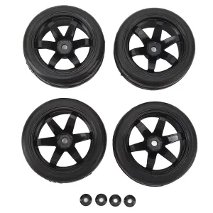 4pcs RC Car Tires 6 Spoke 12mm Hex 65mm Diameter 26mm Width Rubber Leaf Tire Patterns RC Off Road Tires for 1/10 Cars
