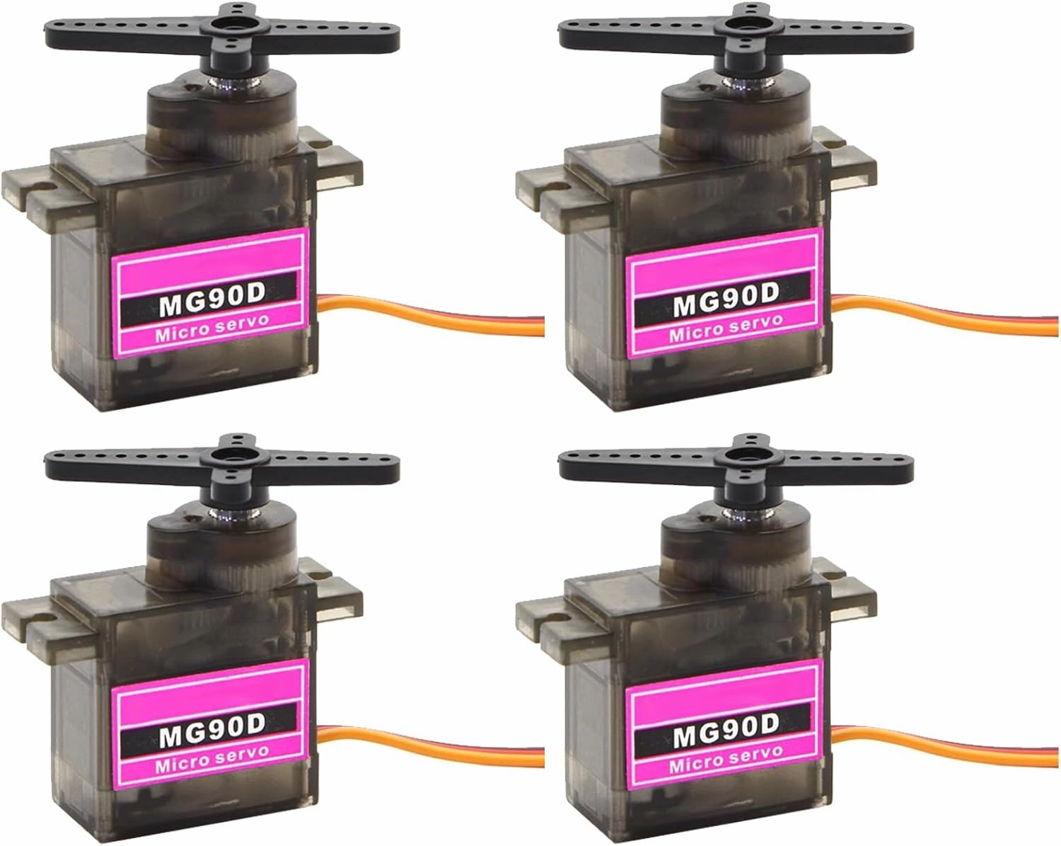 4Pcs MG90D Full Metal Gear 9g Micro Digital RC Servo Replace SG90 for Arduino Fixed-Wing Aircrafts RC Smart Cars Boats Robots Robotic Arms DIY Projects PWM500-2500 Maximum Angle 270 Degree