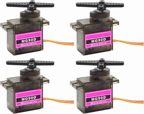 4Pcs MG90D Full Metal Gear 9g Micro Digital RC Servo Replace SG90 for Arduino Fixed-Wing Aircrafts RC Smart Cars Boats Robots Robotic Arms DIY Projects PWM500-2500 Maximum Angle 270 Degree