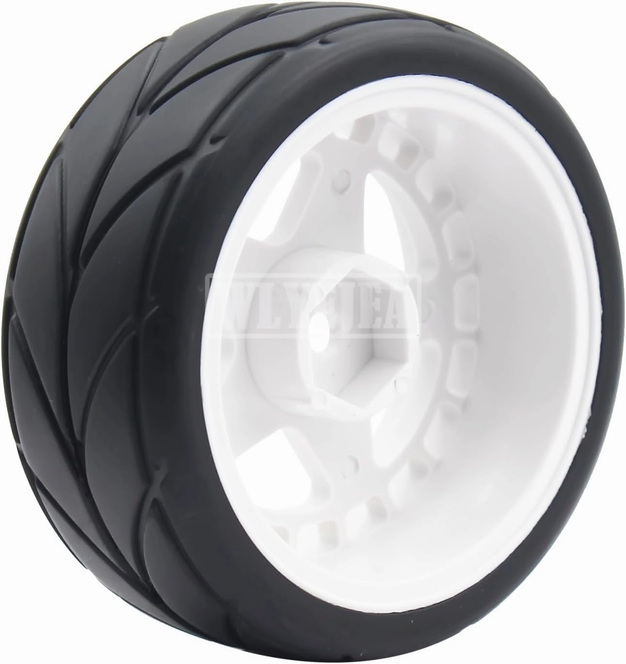 4PCS RC 1/10 On-Road Tires 65mm RC Rubber Tires w/Plastic Wheel Rim 12mm Hex Fit for 1/10 RC On-Road Rally Car HPI Tamiya TT01 TT02 Kyosho Wltoys 144001