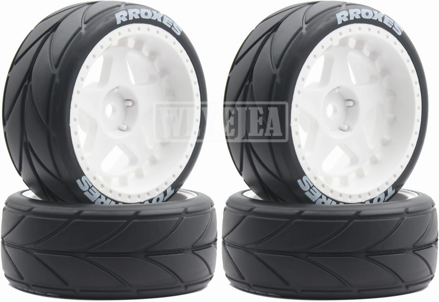 4PCS RC 1/10 On-Road Tires 65mm RC Rubber Tires w/Plastic Wheel Rim 12mm Hex Fit for 1/10 RC On-Road Rally Car HPI Tamiya TT01 TT02 Kyosho Wltoys 144001