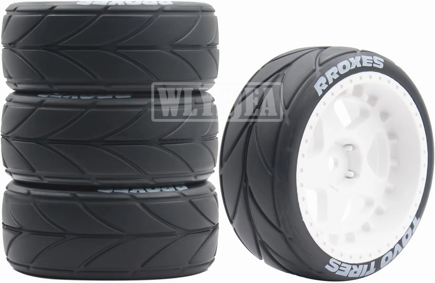 4PCS RC 1/10 On-Road Tires 65mm RC Rubber Tires w/Plastic Wheel Rim 12mm Hex Fit for 1/10 RC On-Road Rally Car HPI Tamiya TT01 TT02 Kyosho Wltoys 144001