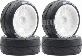 4PCS RC 1/10 On-Road Tires 65mm RC Rubber Tires w/Plastic Wheel Rim 12mm Hex Fit for 1/10 RC On-Road Rally Car HPI Tamiya TT01 TT02 Kyosho Wltoys 144001