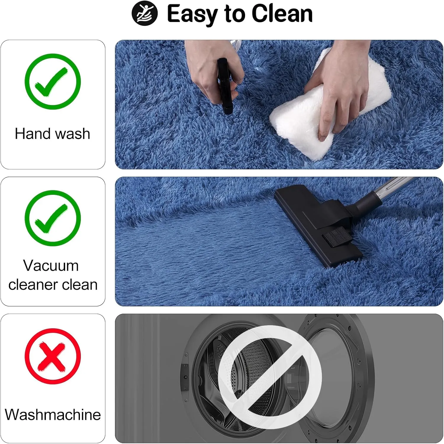 4x6 Area Rugs for Bedroom, Fluffy Soft BlueShag Rugs for Living Room, Small Fuzzy Plush Shaggy Carpets for Boys and Girls Dorm Room Home Decor (4ft x 6ft, Blue)