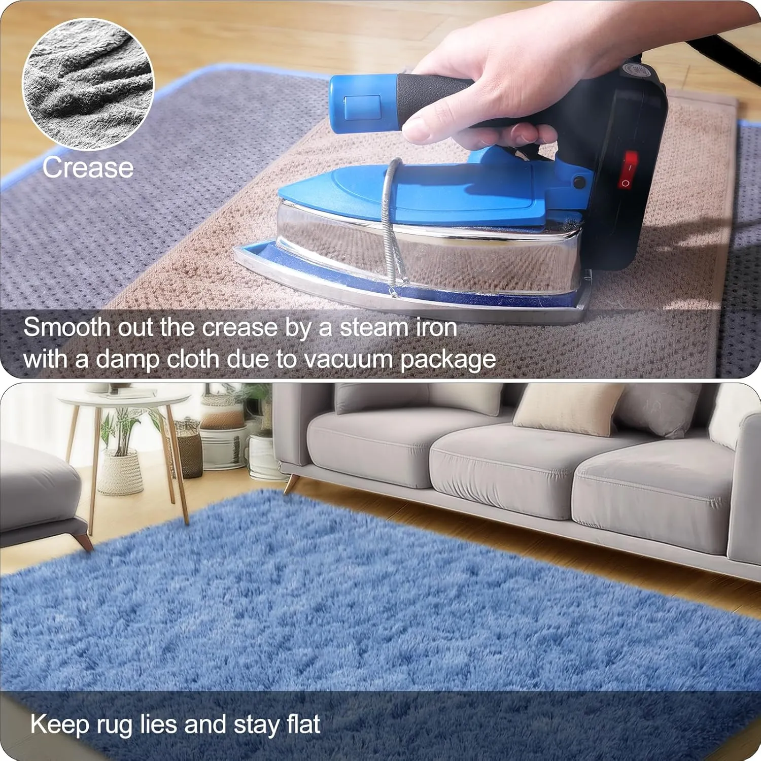 4x6 Area Rugs for Bedroom, Fluffy Soft BlueShag Rugs for Living Room, Small Fuzzy Plush Shaggy Carpets for Boys and Girls Dorm Room Home Decor (4ft x 6ft, Blue)