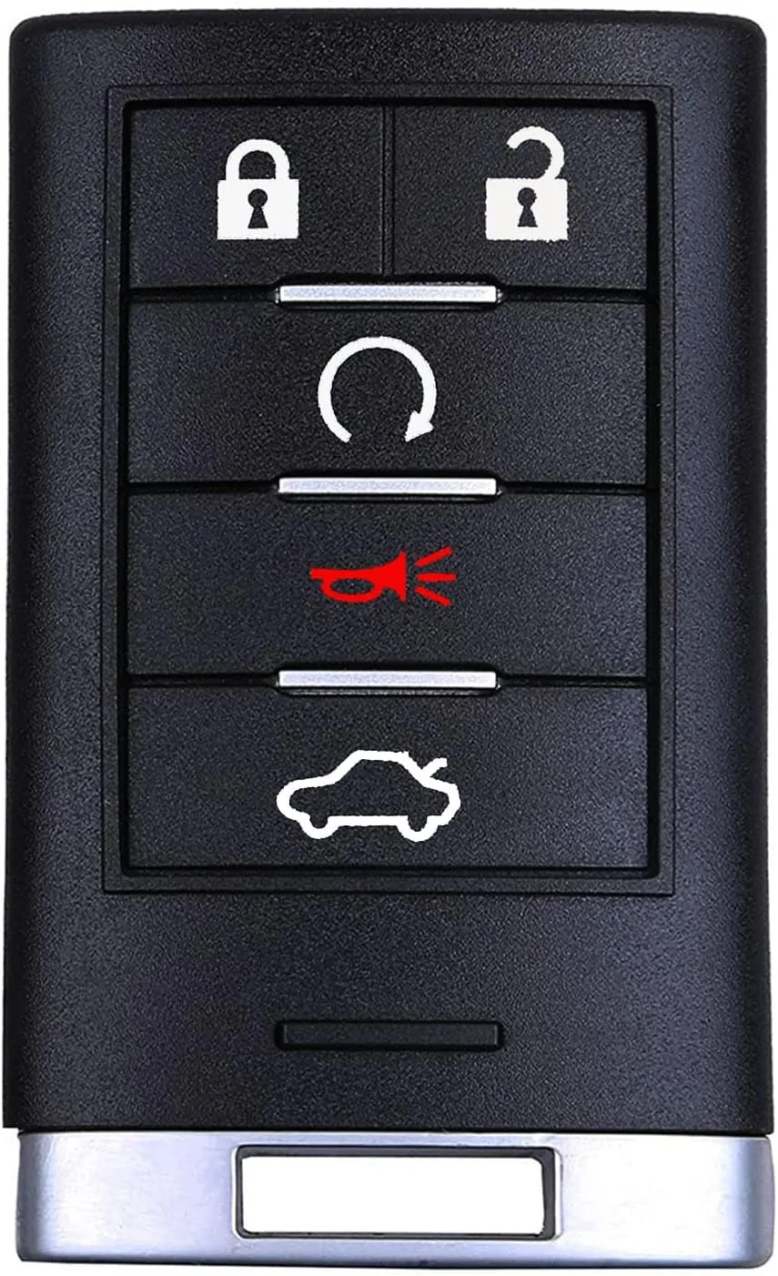 5 Buttons Remote Key Fob Control Replacement for C adillac CTS 2008 2009 2010 2011 2012 2013 2014 2015 / Cadillac STS 2008 - 2011 (FCC ID: M3N5WY7777A 315MHz) 1 Pack