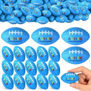 50 Pcs Autism Awareness Stuff Mini Football Stress Ball Blue Foam Football Toys Stress Relief Gifts Anxiety Relief Toys for Autism Awareness Bulk Activities for Adults Man Woman Gifts