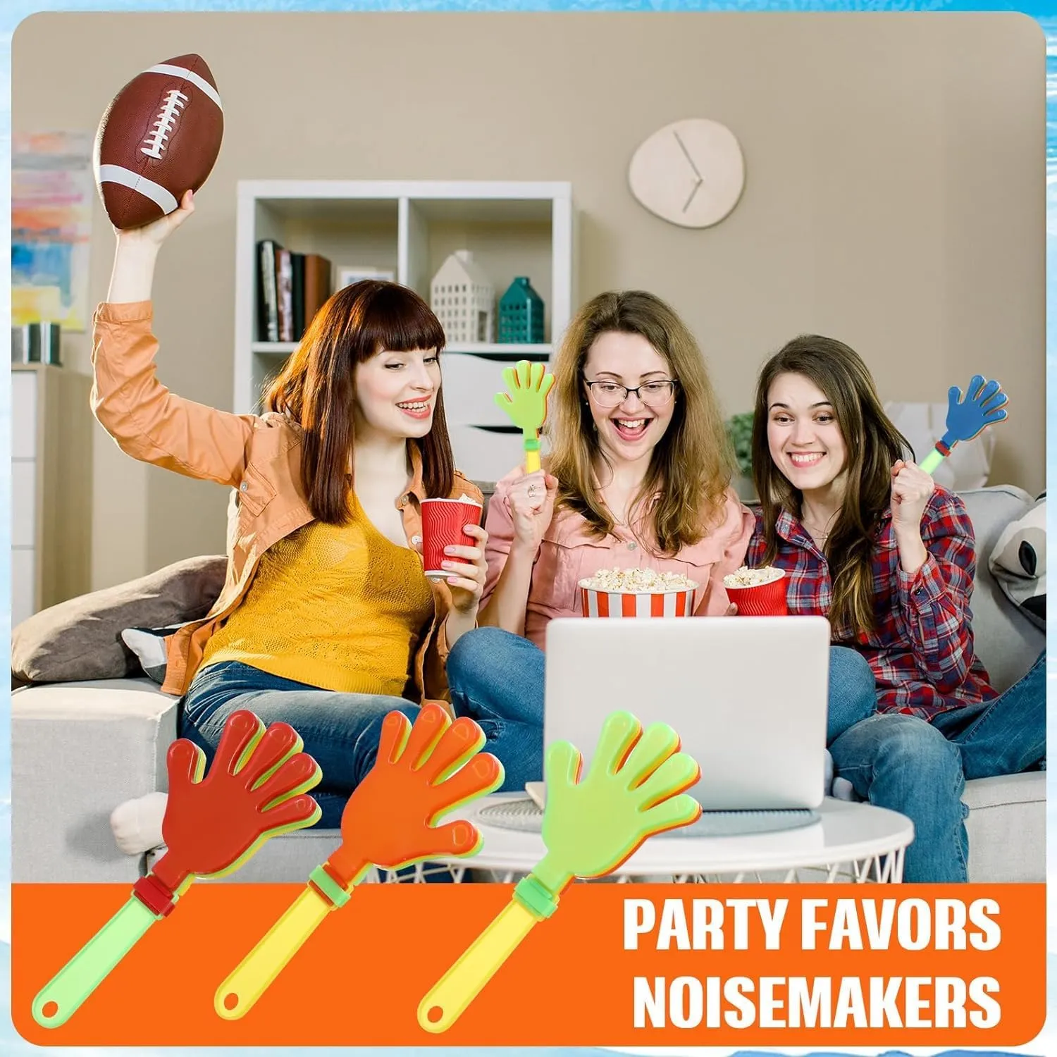 50 Pcs Colorful Hand Clappers 7.5 Inch Clappers Noisemakers Noise Makers Party Favors Plastic Clapper Sporting Events Cheers Ball Dance Basketball Football Noisemakers （Colorful）
