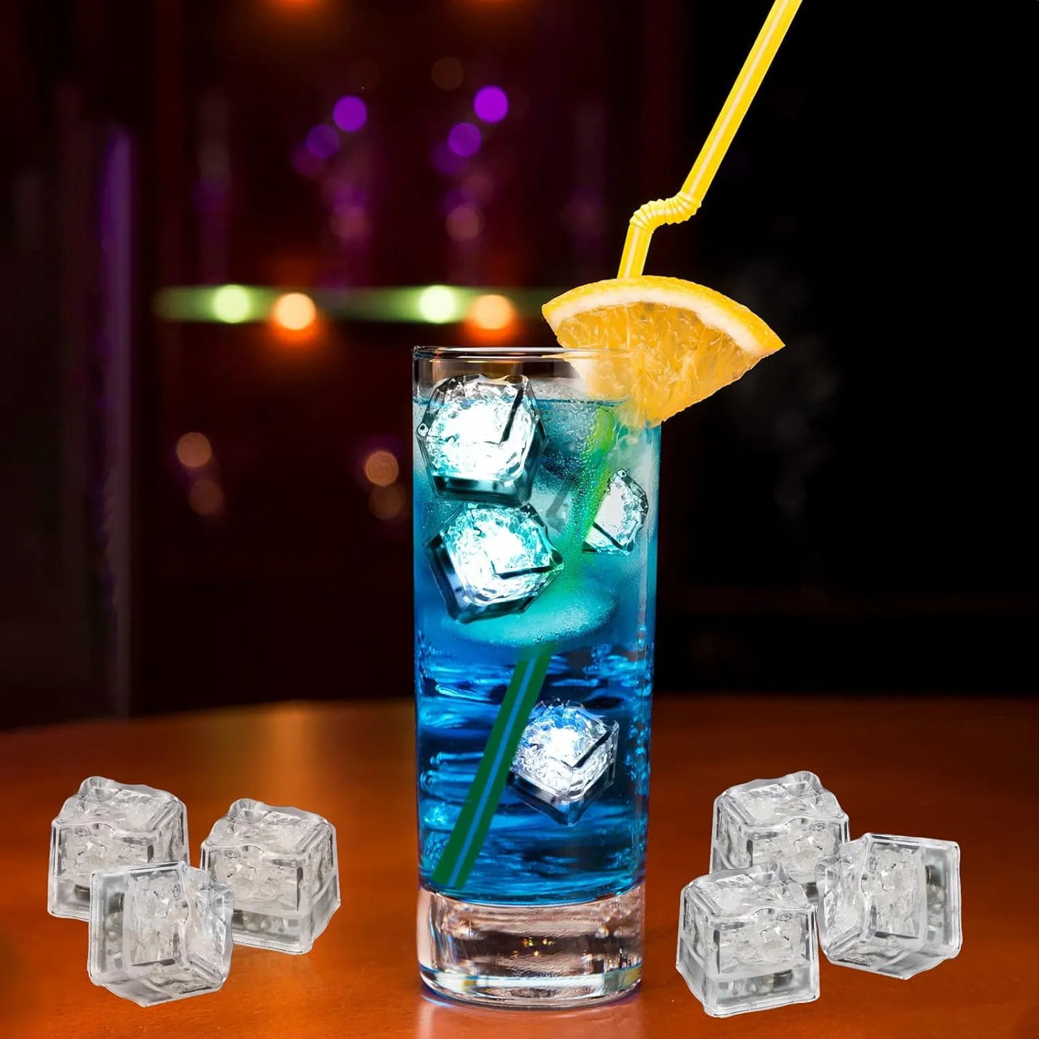500 Pack Light Up Ice Cubes Bulk, White LED Ice Cubes for Drinks, Waterproof Flashing Glow in the Dark LED Drink Lights for Bar Club Wedding Party Decor