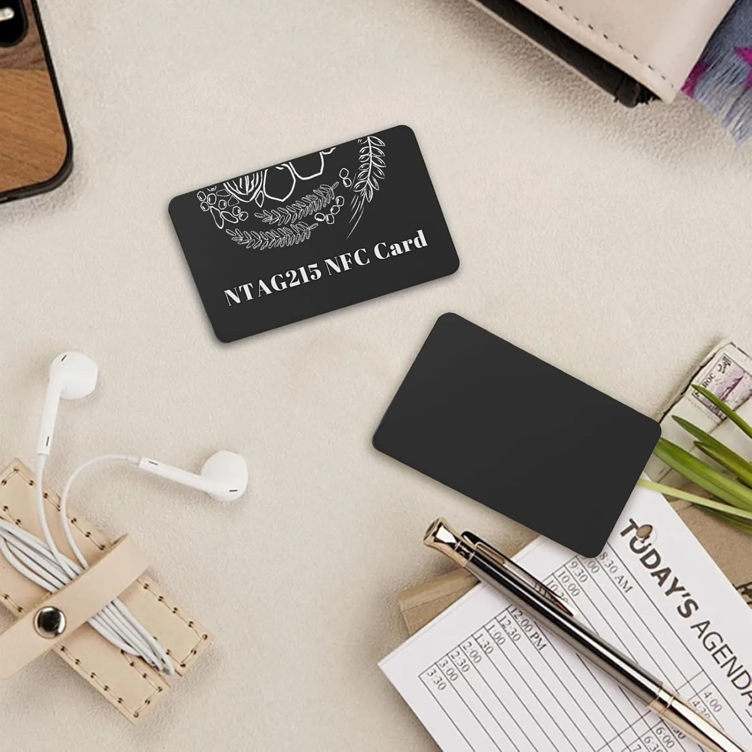 50pcs Black NFC Tags - NFC Business Cards, 215 Cards, Blank, Rewritable, 504 Bytes, Programmable, iPhone Compatible