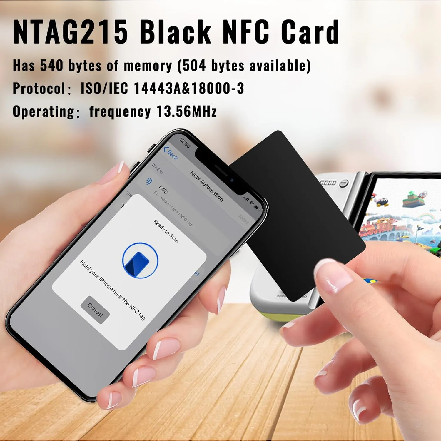 50pcs Black NFC Tags - NFC Business Cards, 215 Cards, Blank, Rewritable, 504 Bytes, Programmable, iPhone Compatible