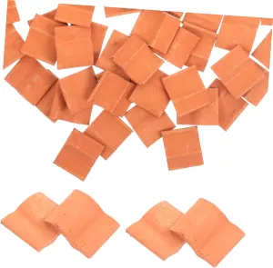 50pcs Red Brick Clay Mini Bricks Garden DIY Miniature Roof Tiles for Model Train Layout