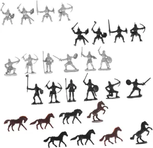 56pcs Medieval Soldiers Toy Knight Figures Horses for Creative Play Educational Decor Safe Detailed for Boys and Girls