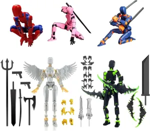 5Pack Titan 13 Action Figure Assembled, T13 Action Figure Set, Dummy 13 Action Figures, Nova 13 Robot Toy, Lucky 13 Figure 3D Printed Multi-Jointed Movable, Birthday Gift Toy for Kids Boy
