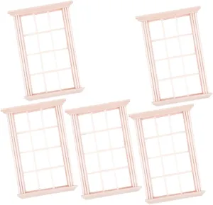 5pcs Miniature Window Frame Realistic Shutters for Dollhouses Landscape Accessories for Role Play Parent Games and Photography Props