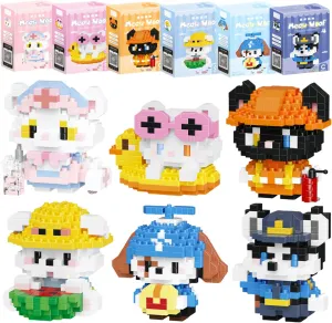 6 Pack Micro Building Block Sets, Cute Cat Dog Micro Set, Mini Building Blocks for Adults & Kids, Classroom Prizes, Party Favors, Toys for Ages 8-13 
