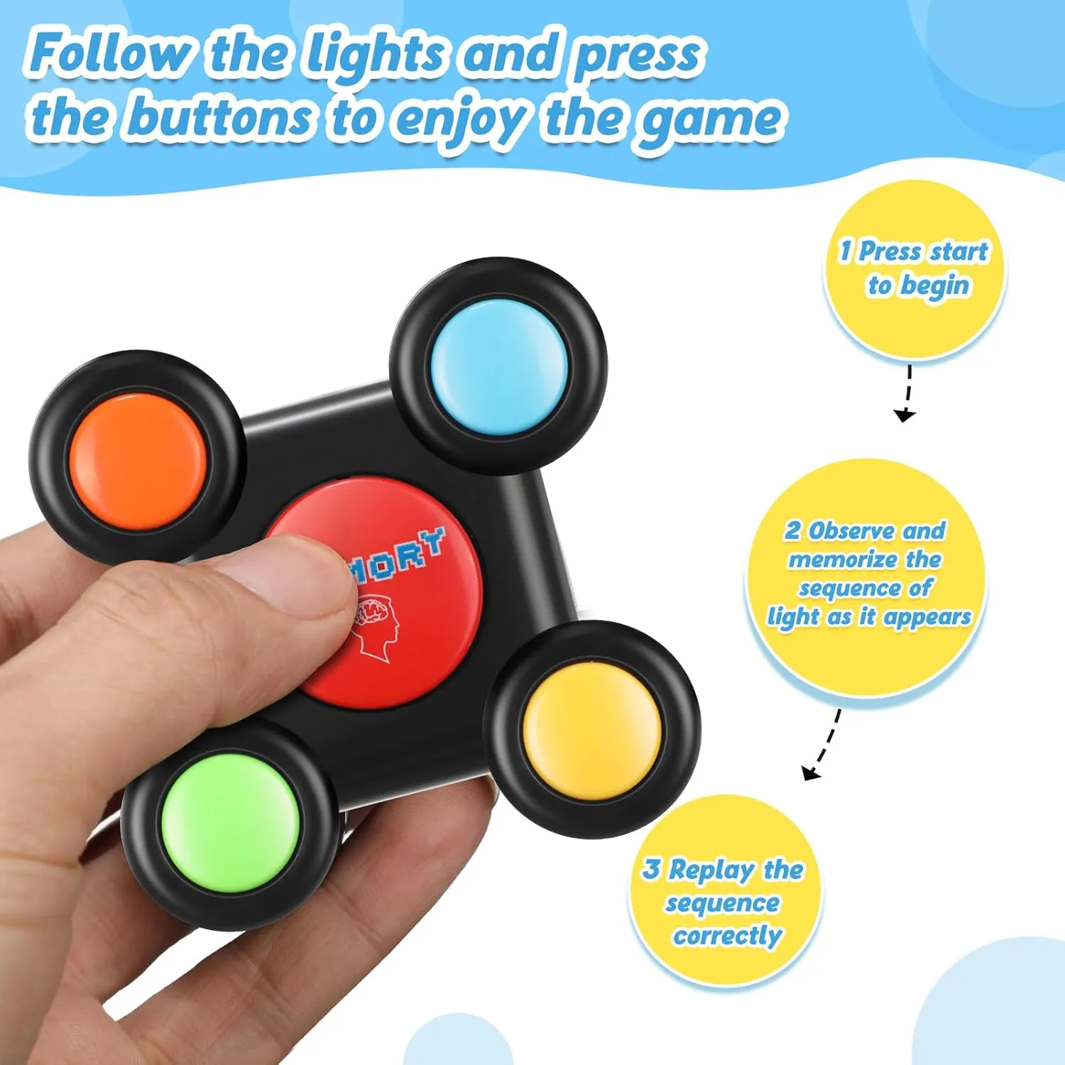 6 Pcs Light up Memory Game Handheld Electronic Toys Color Memory Quiz Puzzle Toy Electronics Handheld Games with Lights and Sounds for Kids Adults Party Favour (Cute,3.07 x 3.07 x 1 in)