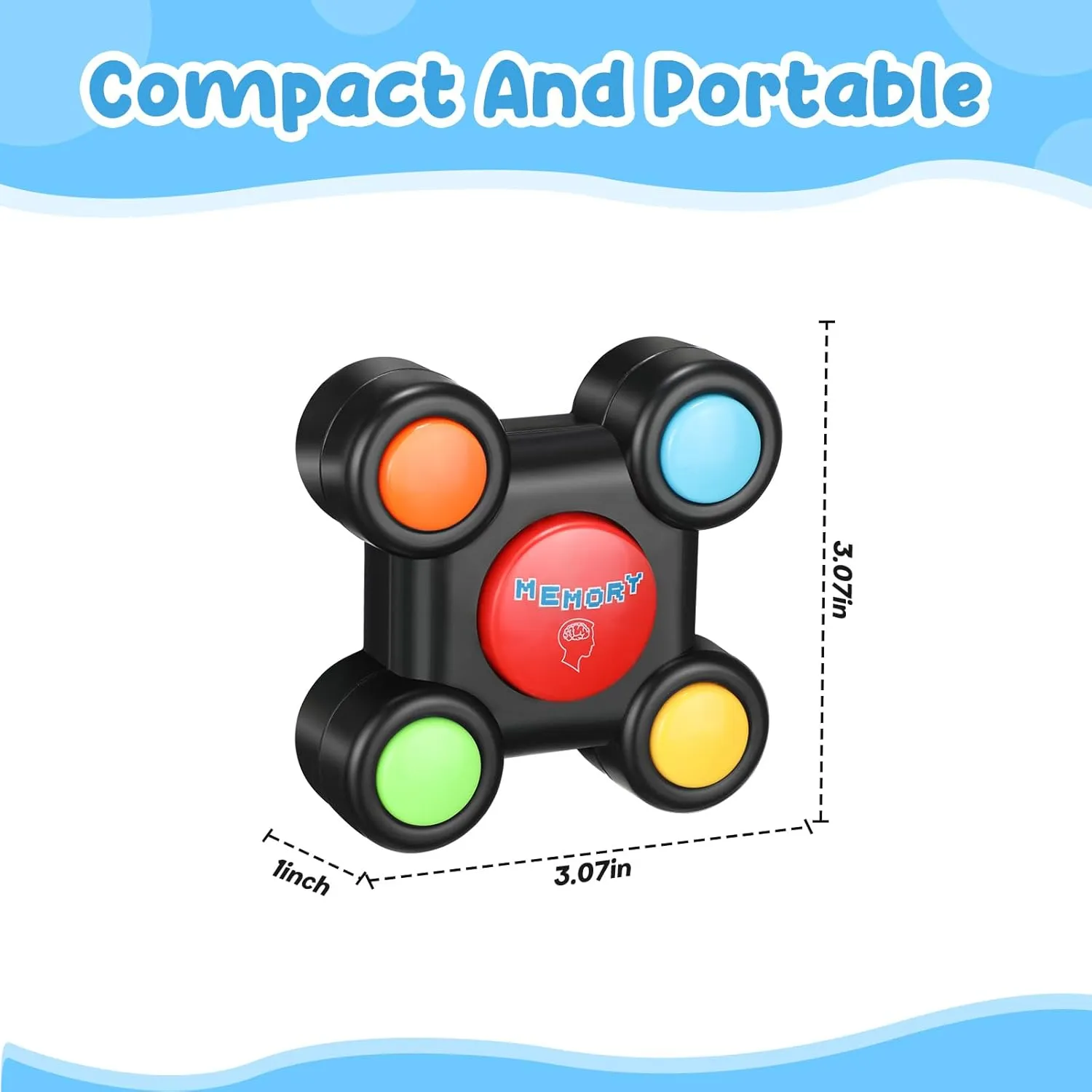 6 Pcs Light up Memory Game Handheld Electronic Toys Color Memory Quiz Puzzle Toy Electronics Handheld Games with Lights and Sounds for Kids Adults Party Favour (Cute,3.07 x 3.07 x 1 in)