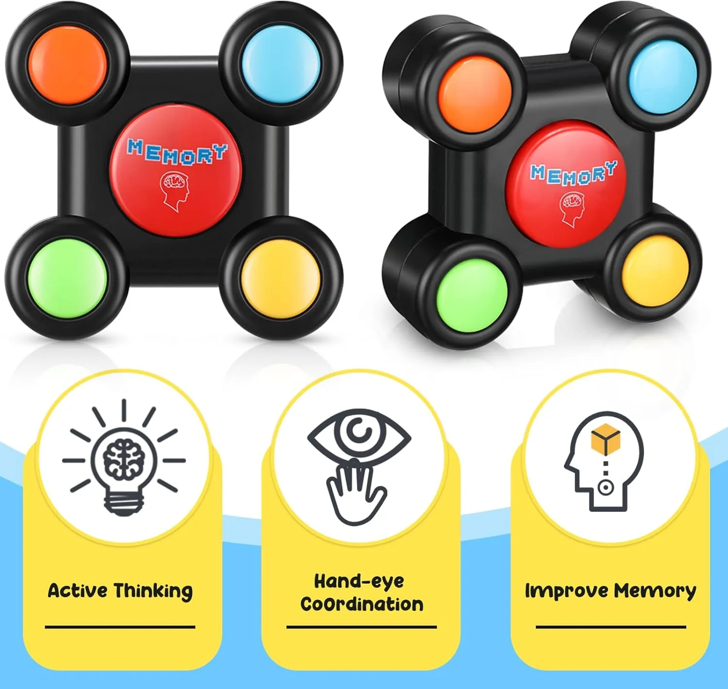 6 Pcs Light up Memory Game Handheld Electronic Toys Color Memory Quiz Puzzle Toy Electronics Handheld Games with Lights and Sounds for Kids Adults Party Favour (Cute,3.07 x 3.07 x 1 in)