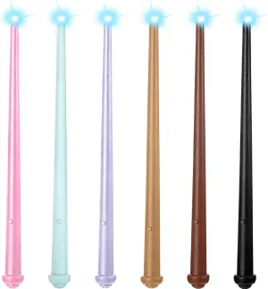 6 Pieces Light Up Witch Fairy Wand Magic Light and Sound Toy Wizard Wands Illuminating Birthday Party Costume Accessory for Halloween Cosplay Masquerade, 6 Assorted Colors