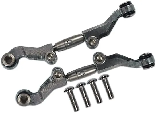 6pc Set Upgrades Aluminum Stainless Steel Adjustable Front Steering Tie Rod LOSI 1/18 2WD Mini-T 2.0 LOS01015 RC Cars by GPM (Gray)