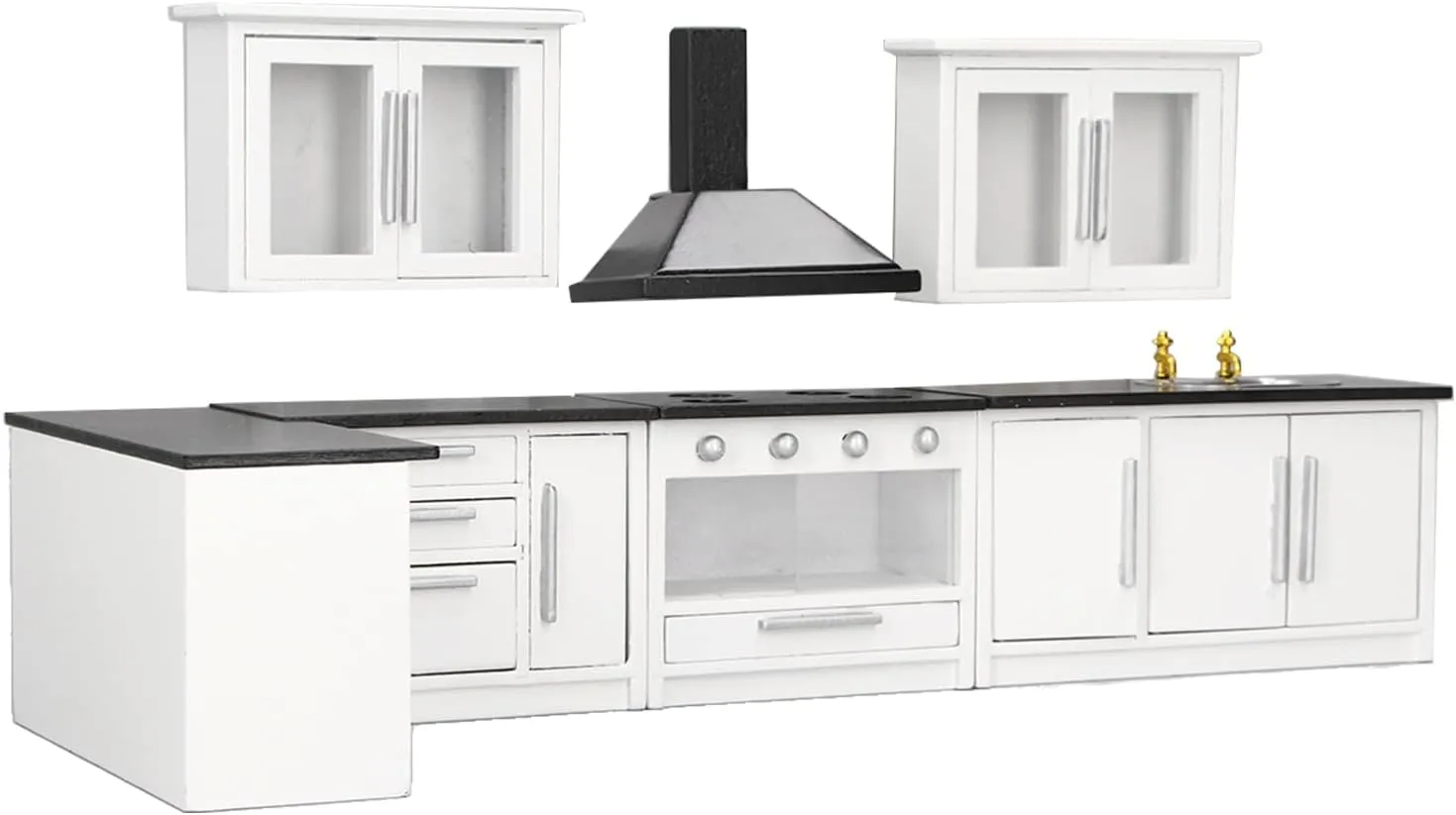 7pcs 1:12 Mini Dollhouse Kitchen Cabinet Simulation Life Scene Dollhouse Modern Kitchen Set