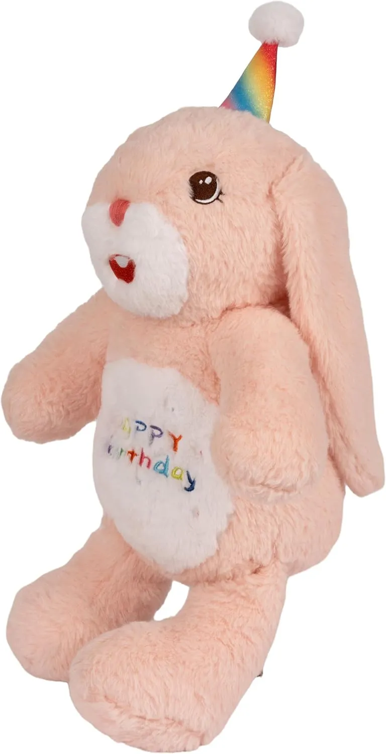 8 Inch Pink Bunny Rabbit Stuffed Animals Happy Birthday Rabbit Soft Pink Rabbit Bunny Plush Toys Stuffed Bunny Plushies Animal Pink Rabbit Plush Doll Animal Toy for Kids & Lovers…
