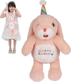 8 Inch Pink Bunny Rabbit Stuffed Animals Happy Birthday Rabbit Soft Pink Rabbit Bunny Plush Toys Stuffed Bunny Plushies Animal Pink Rabbit Plush Doll Animal Toy for Kids & Lovers…