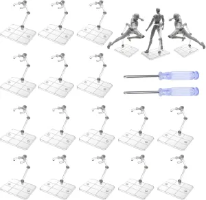 Action Figure Stand, 20Pcs Assembly Action Figure Display Holder Base, Figure Base Stand, 2Pcs Screwdriverfor Compatible with HG RG SD SHF Gundam 1/144, Clear