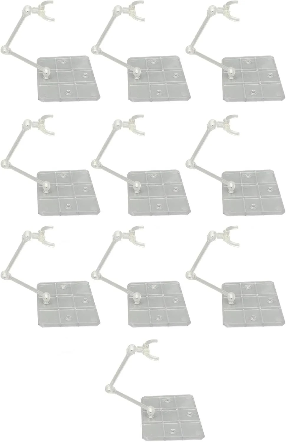 Action Figure Stand, Flexible Acrylic Doll Model Support Holder for 6in Figures, Pack of 10, Adjustable Display Base, Clear, for HG RG SD SHF