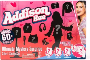 Addison Rae Ultimate Mystery Surprise Doll Set; 60  Surprises; Exclusive Doll and Fashions; Mystery Boxes Include Stage, Studio, Wardrobe Playsets