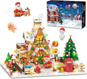 Advent Calendar 2024 Gingerbread House 3.6 Mini Building Set with LED Light - 24 Day Christmas Countdown Building Block 1763 PCS, Xmas Gift Brick Toy Playset for Adult Teens Kids Girls Boys Ages 10 