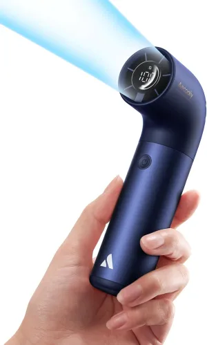 Aecooly Portable Handheld Fan, Powerful Turbo Air Tube Fan, 19000 RPM High Speed Aero Pro, 15H Max Cooling Time, 6 Speeds Aluminum Case, Mini Pocket Design, for Travel Beach Outdoor Activities -Blue