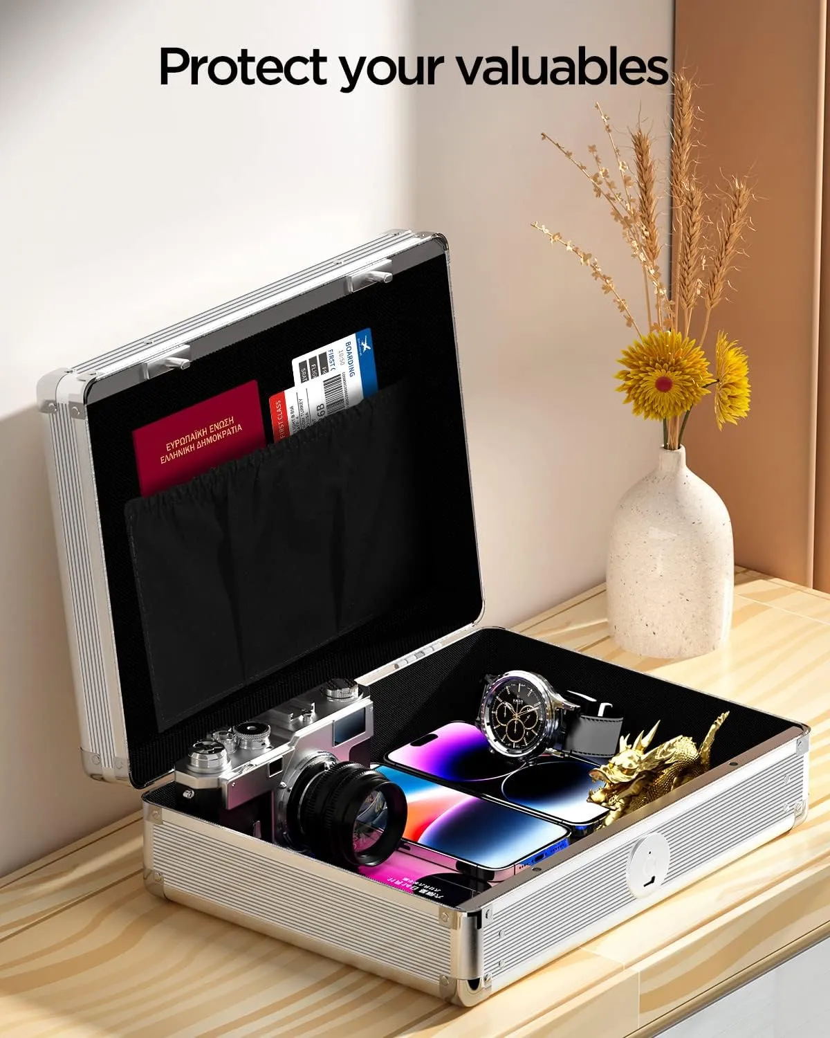 AICase Gun Safe for Pistols,Quick-Access Pistol Safe for Multiple Handguns with Biometric Fingerprint Lock/Morse Code, Smart Handgun Safe Gun Lock Box for Home Bedside Nightstand Car_1