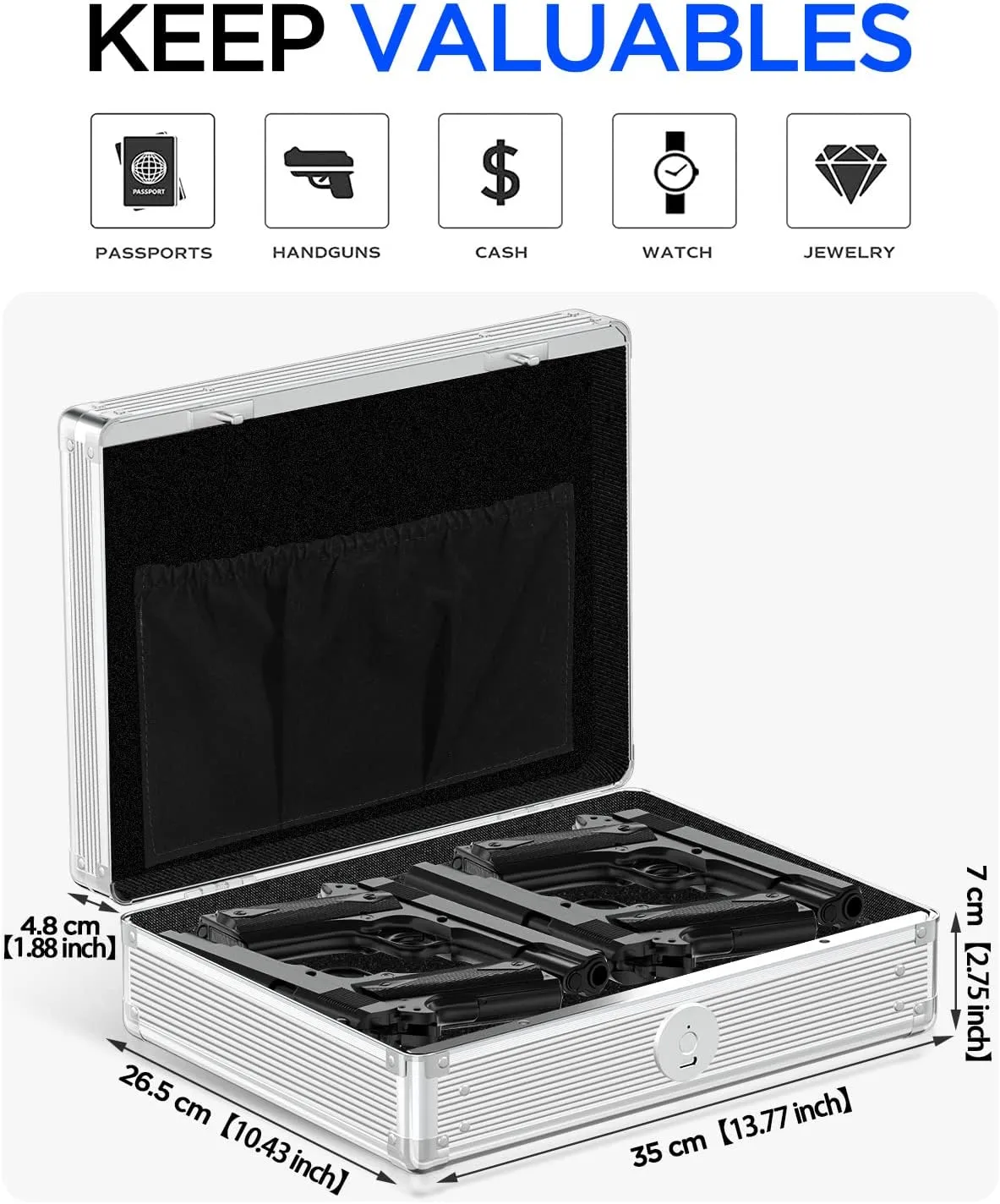 AICase Gun Safe for Pistols,Quick-Access Pistol Safe for Multiple Handguns with Biometric Fingerprint Lock/Morse Code, Smart Handgun Safe Gun Lock Box for Home Bedside Nightstand Car_1