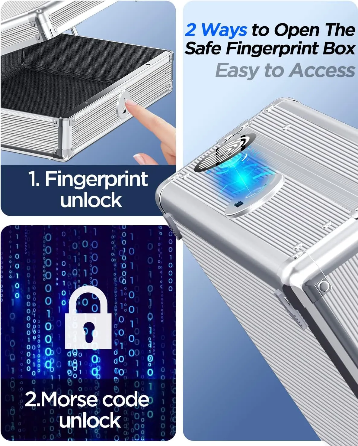 AICase Gun Safe for Pistols,Quick-Access Pistol Safe for Multiple Handguns with Biometric Fingerprint Lock/Morse Code, Smart Handgun Safe Gun Lock Box for Home Bedside Nightstand Car_1