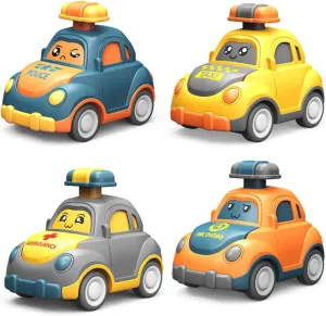 Aimery Push-Type car Toys, Push-Back Fun hat car, Children's Smart self-Driving car, a Variety of Mini Pull-Back Cars, Push-top Cars Suitable for Boys Aged 2 3 4 5 (Press The Inertia Police car)