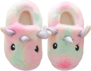 Ainikas Boys & Girls Toddler Plush House Slippers - Warm, Fluffy, Fuzzy Nonslip Winter Slippers