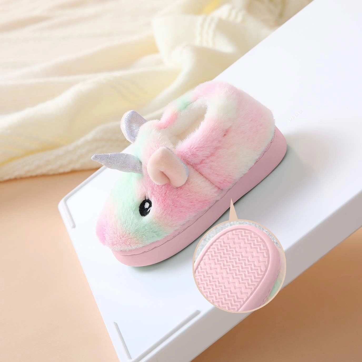 Ainikas Boys & Girls Toddler Plush House Slippers - Warm, Fluffy, Fuzzy Nonslip Winter Slippers