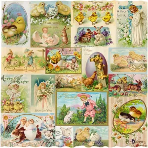 Allenjoy 72" x 72" Vintage Easter Shower Curtain for Bathroom Bunny Floral French Country Farmhouse Spring Farm Chick Happy Bath Bathtub Decoration Decor Durable Easy Care Washable