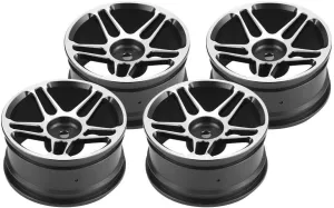 Aluminium Alloy 4PCS Set RC CAR HUBS Wheel Rims for 1:10 Drift Racing, Durable Design Blue Black 53MM 26MM 12MM 93G RC Model (Five-Claw Black Highlight)